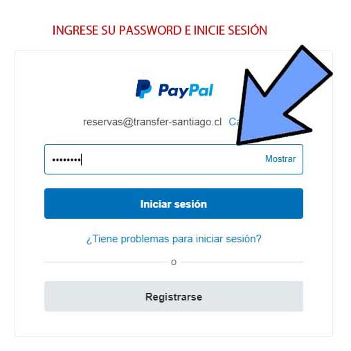 Paypal payment password entry and login